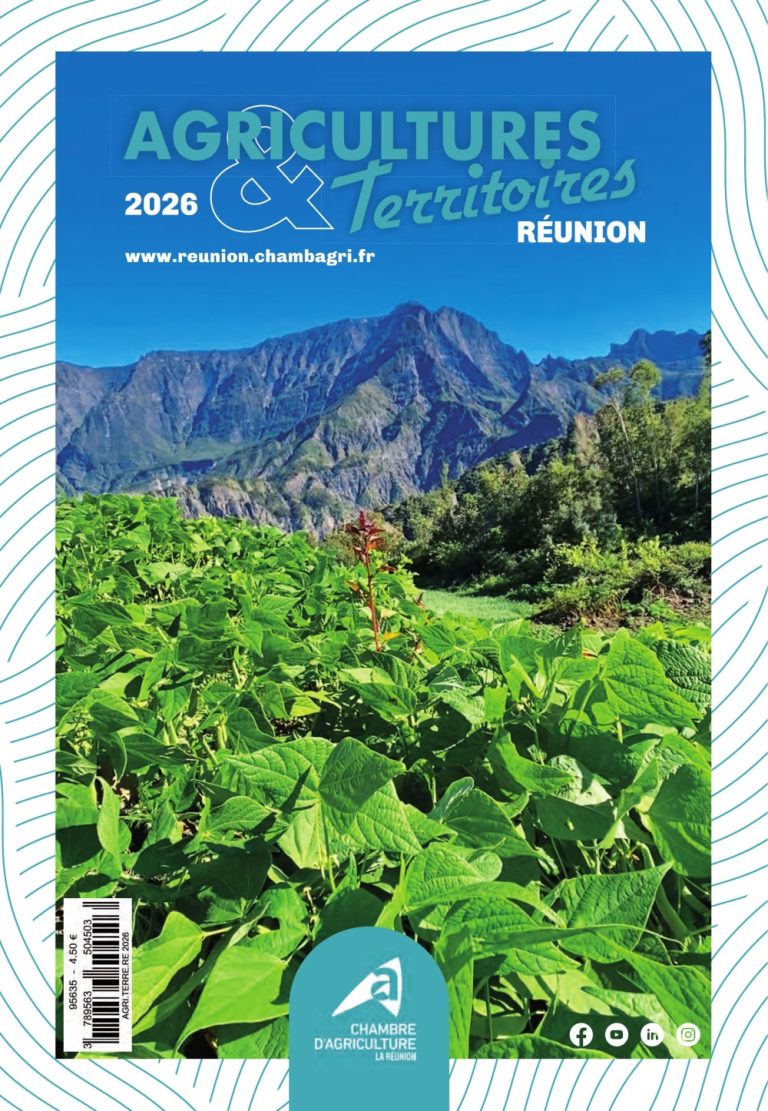Couverture de l’Agenda 2026 de la Chambre d’agriculture de La Réunion, Agricultures & Territoires. Ouvrage dont Jérôme Soubou est le photographe crédité.